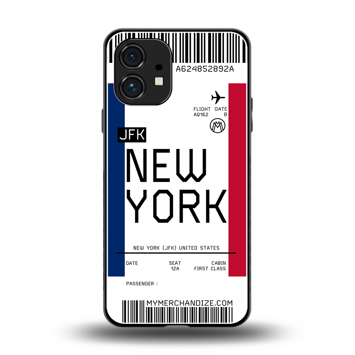 new york boarding pass back phone cover | glass case for nothing phone 1