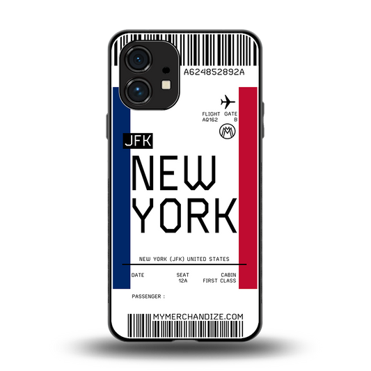 new york boarding pass back phone cover | glass case for nothing phone 1