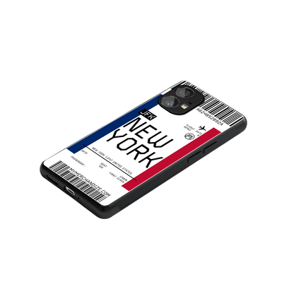 new york boarding pass back phone cover | glass case for nothing phone 1