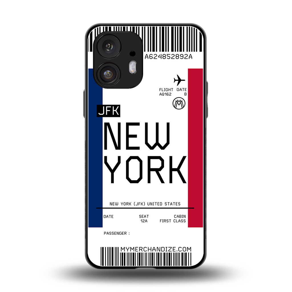 new york boarding pass back phone cover | glass case for nothing phone 2