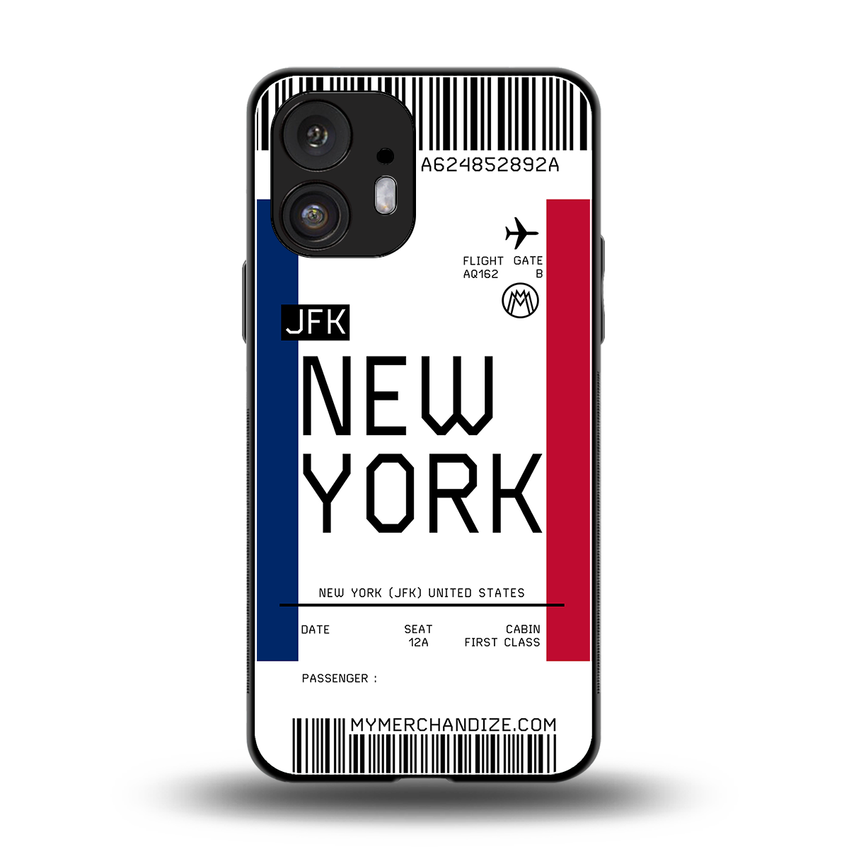 new york boarding pass back phone cover | glass case for nothing phone 2