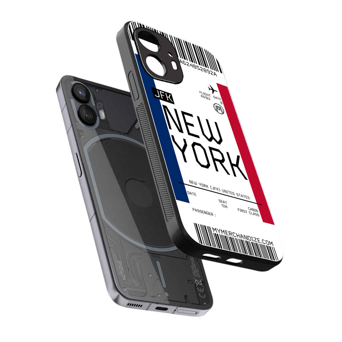 new york boarding pass back phone cover | glass case for nothing phone 2