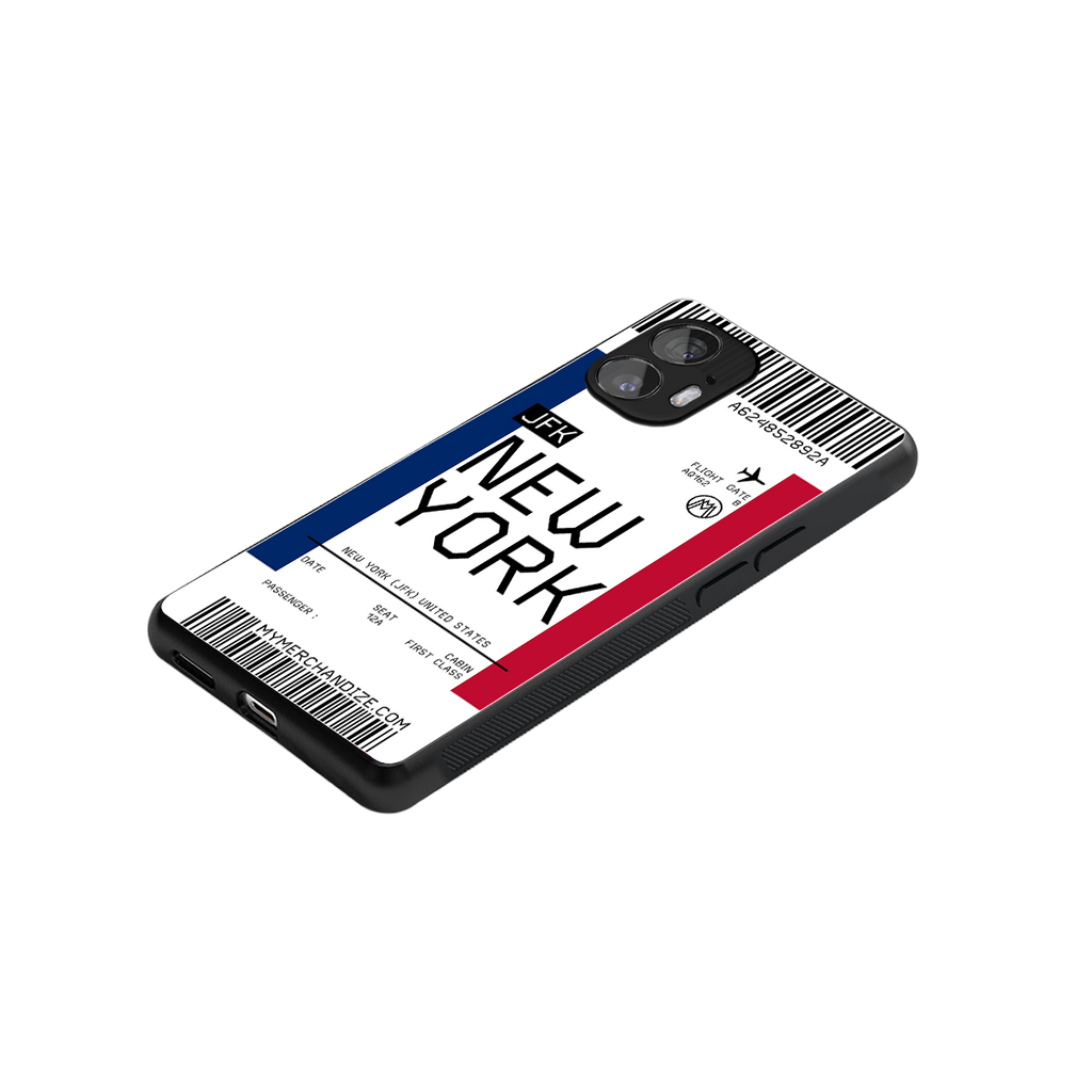 new york boarding pass back phone cover | glass case for nothing phone 2