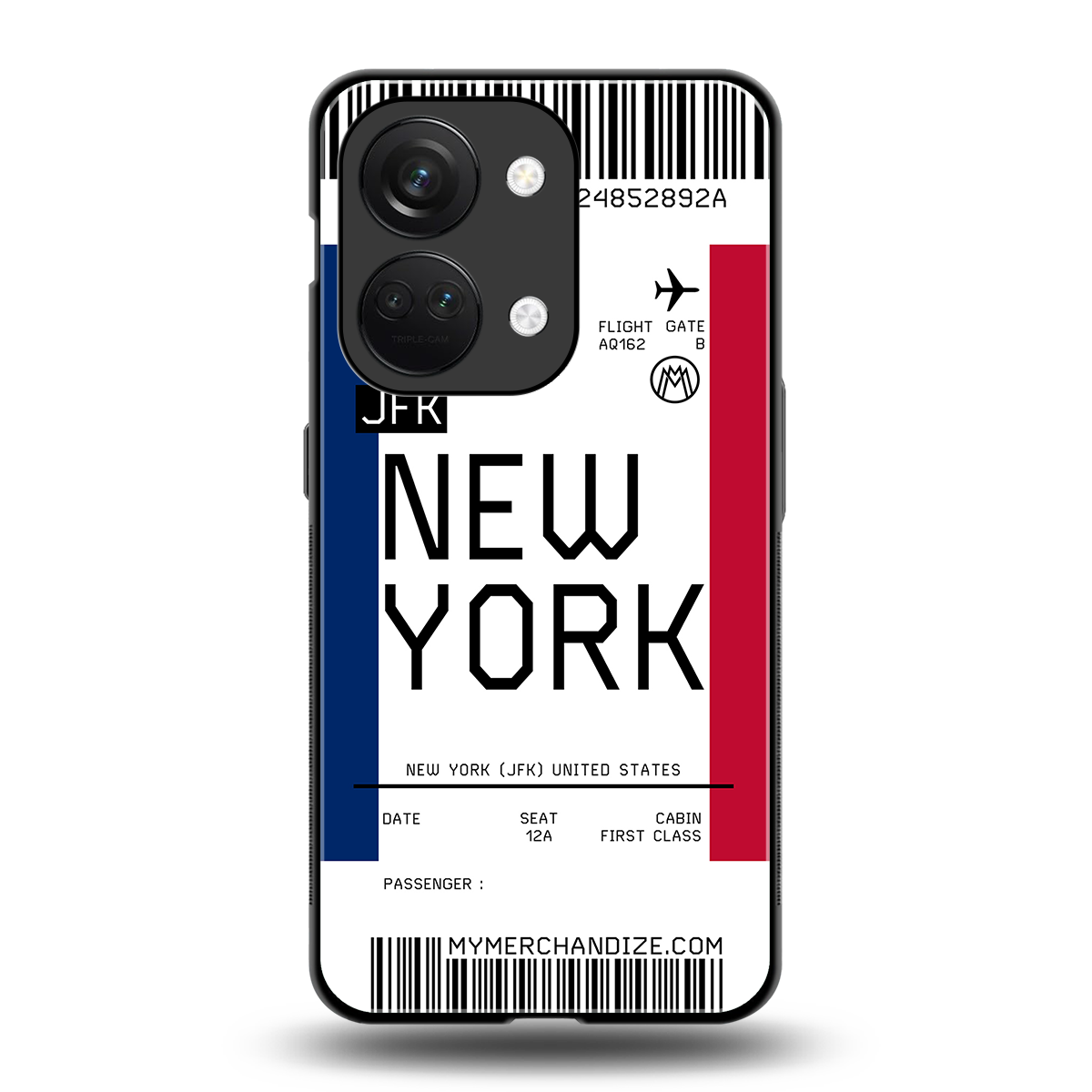 new york boarding pass back phone cover | glass case for oneplus nord 3