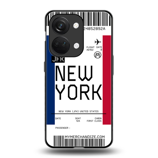 new york boarding pass back phone cover | glass case for oneplus nord 3