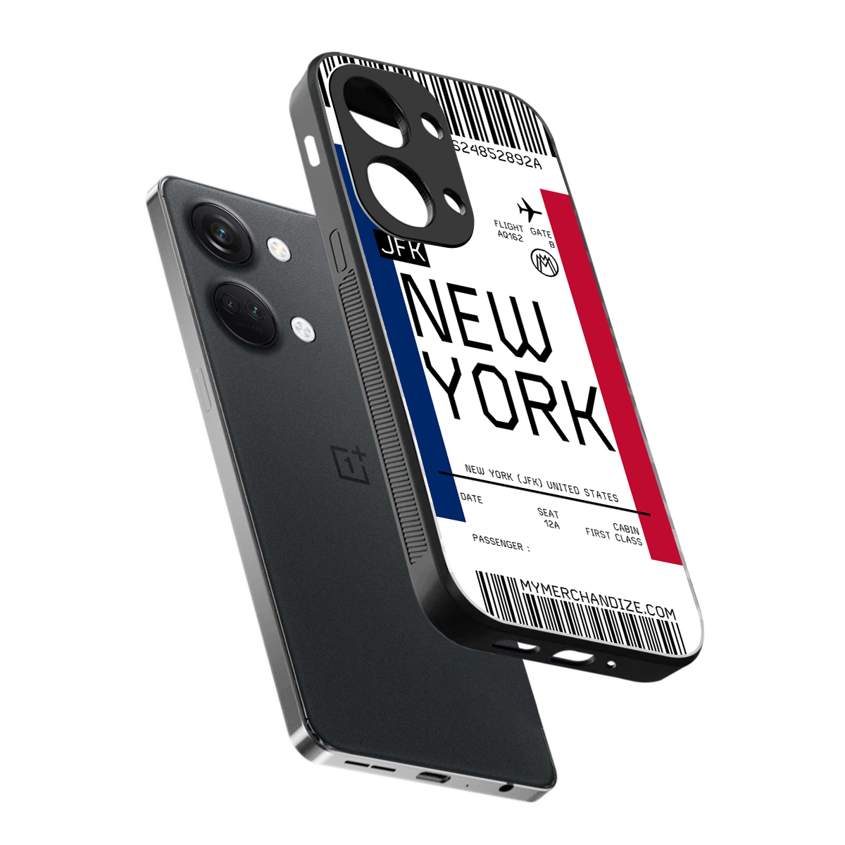 new york boarding pass back phone cover | glass case for oneplus nord 3