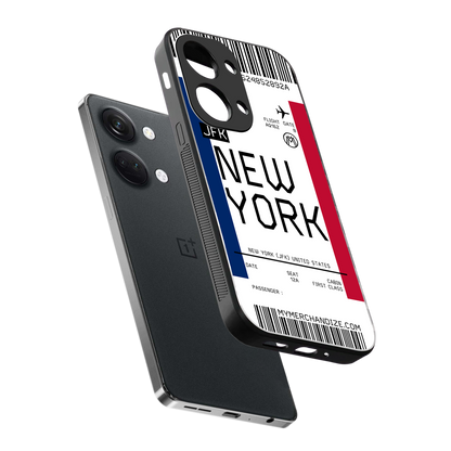 new york boarding pass back phone cover | glass case for oneplus nord 3