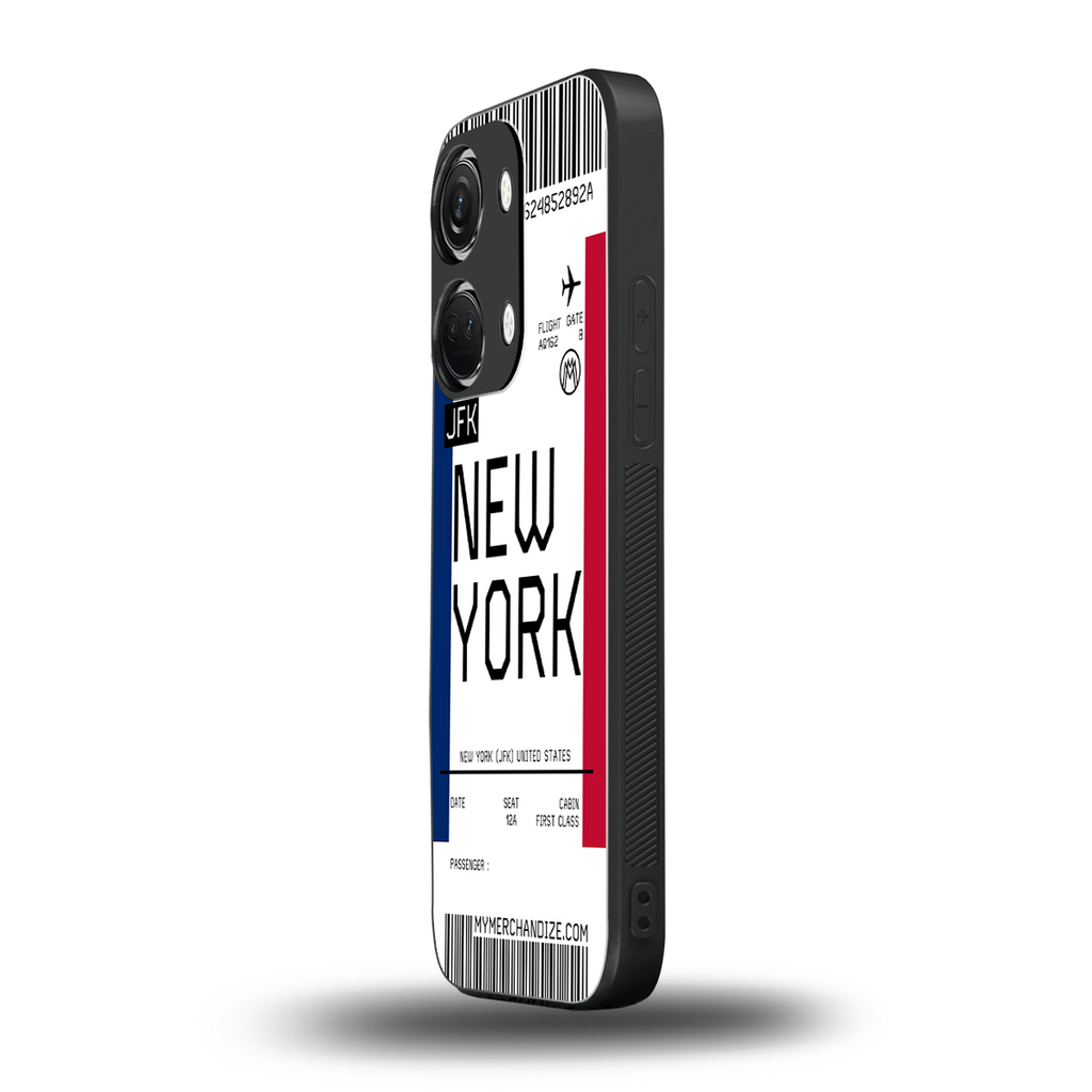 new york boarding pass back phone cover | glass case for oneplus nord 3