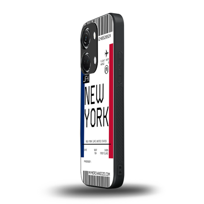 new york boarding pass back phone cover | glass case for oneplus nord 3