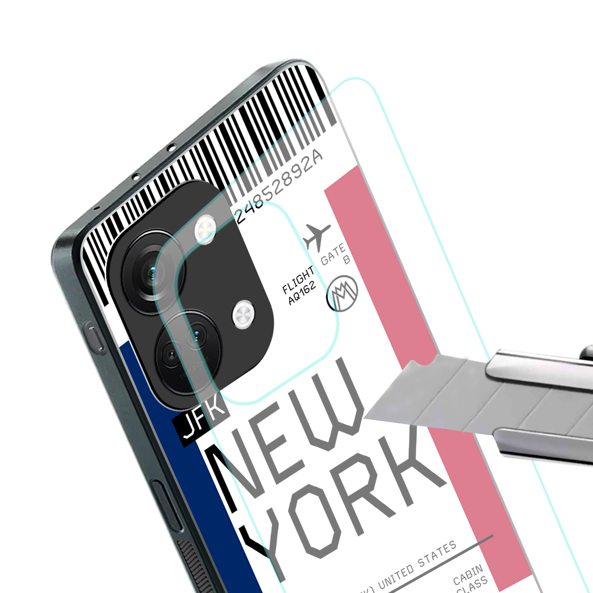 new york boarding pass back phone cover | glass case for oneplus nord 3