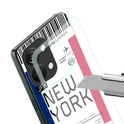 new york boarding pass back phone cover | glass case for oneplus nord 3