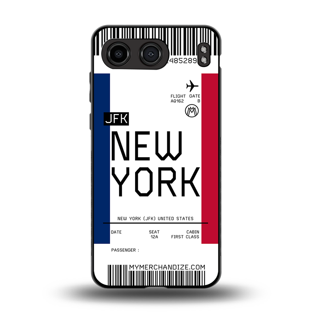 new york boarding pass back phone cover | glass case for oneplus nord 4