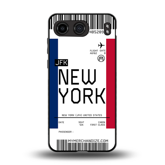 new york boarding pass back phone cover | glass case for oneplus nord 4