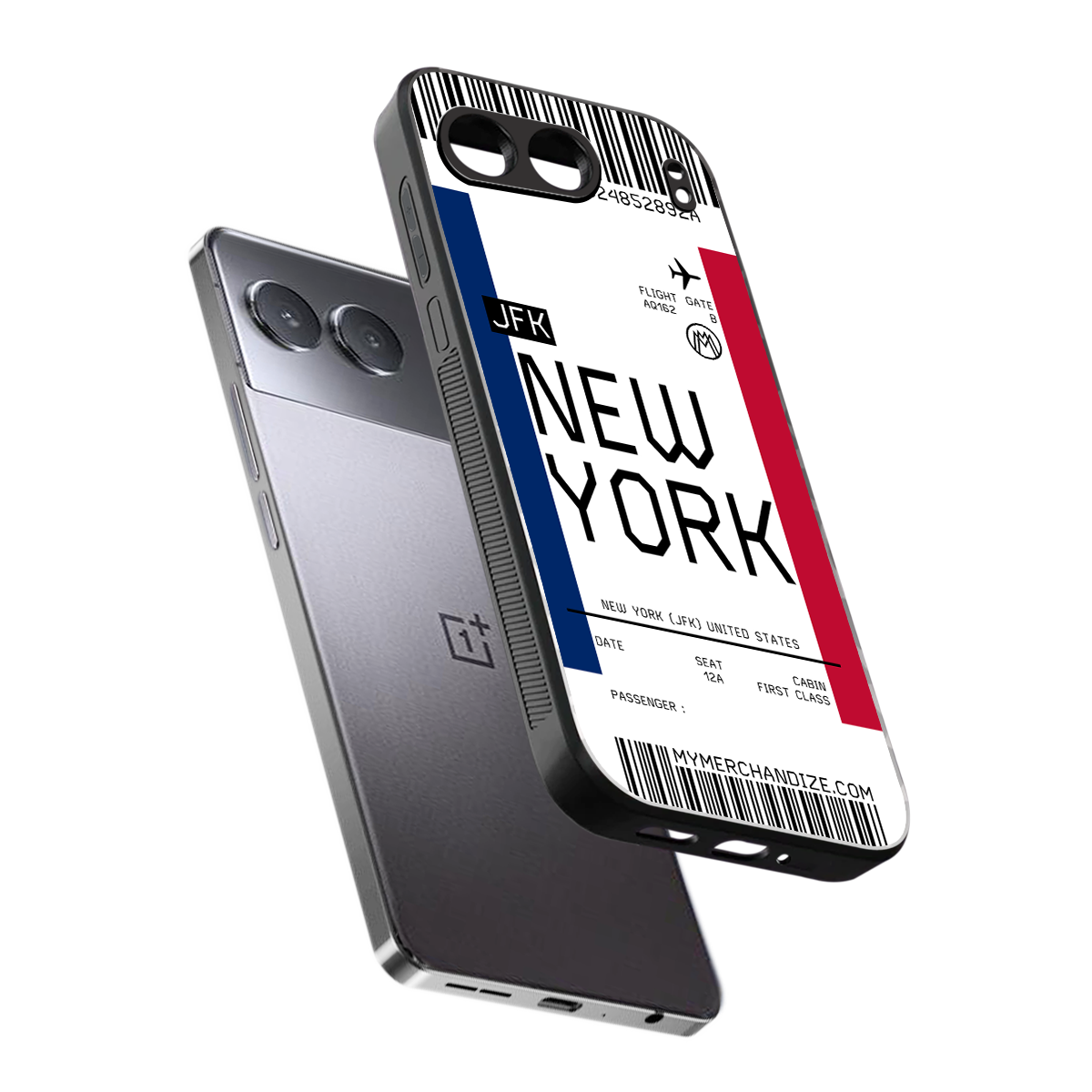 new york boarding pass back phone cover | glass case for oneplus nord 4