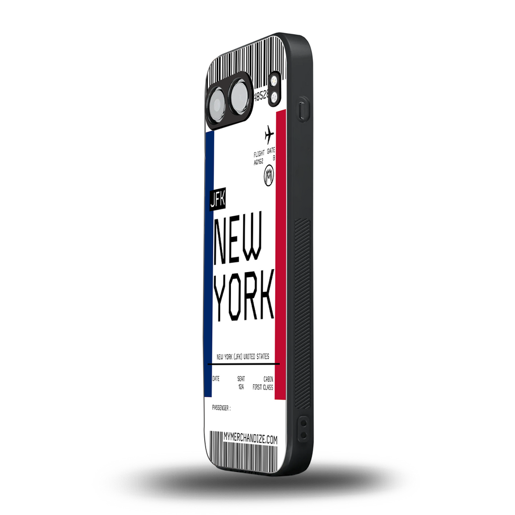 new york boarding pass back phone cover | glass case for oneplus nord 4