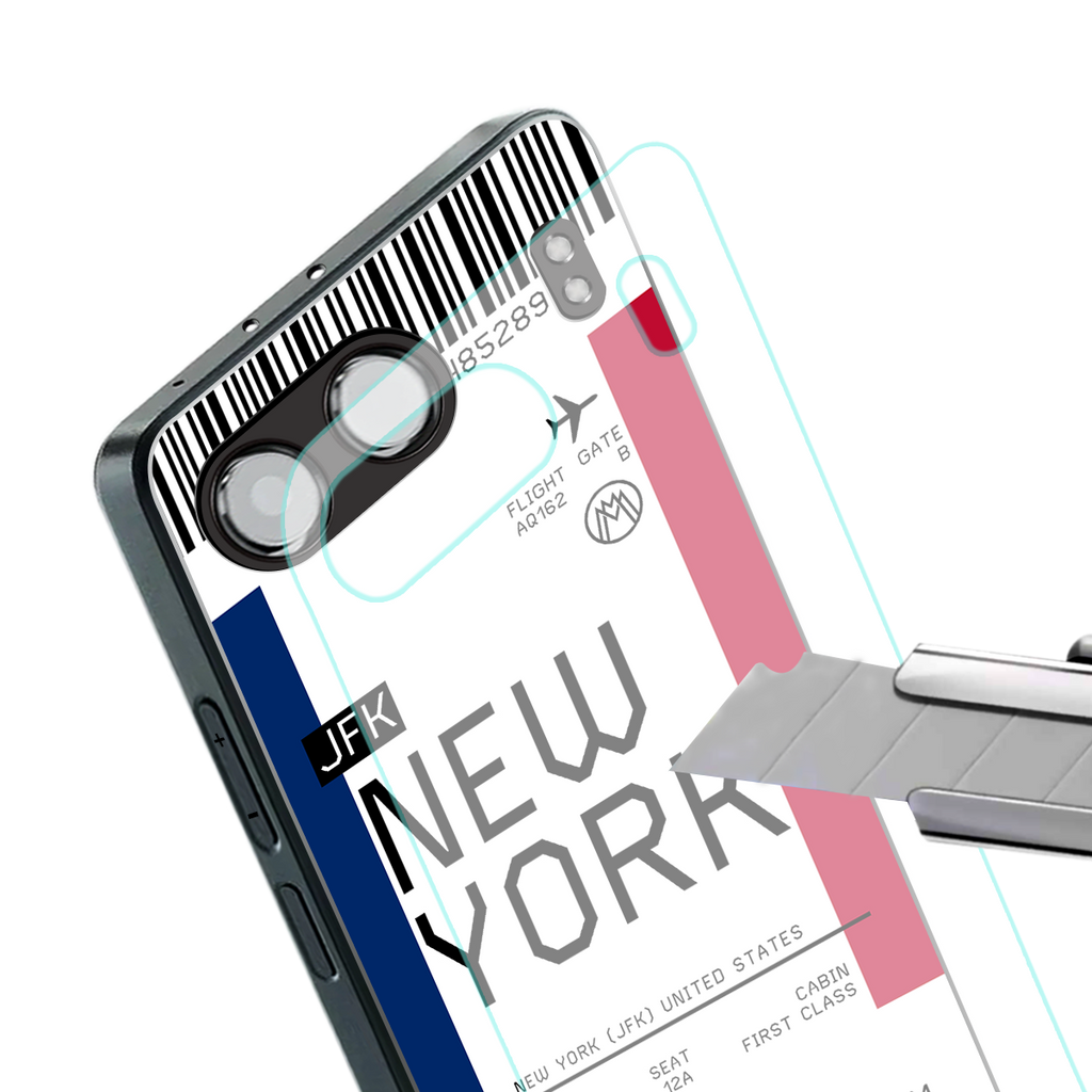 new york boarding pass back phone cover | glass case for oneplus nord 4