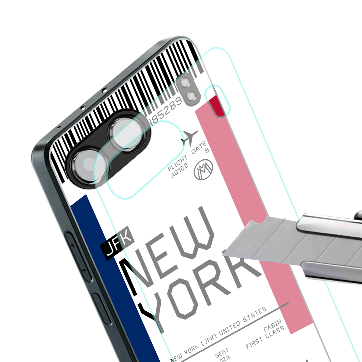 new york boarding pass back phone cover | glass case for oneplus nord 4