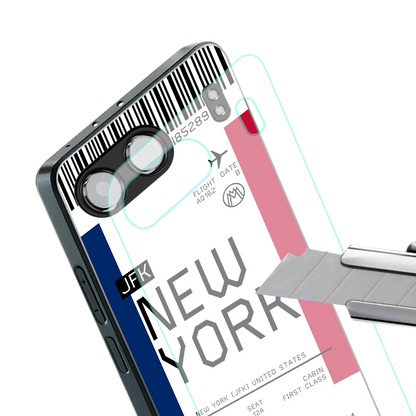 new york boarding pass back phone cover | glass case for oneplus nord 4