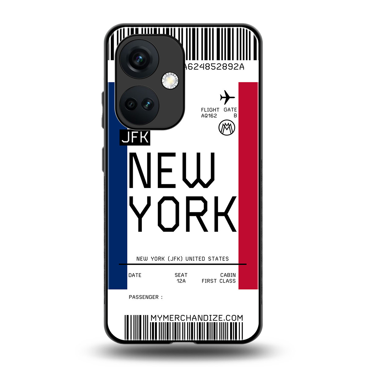 new york boarding pass back phone cover | glass case for oneplus nord ce 3