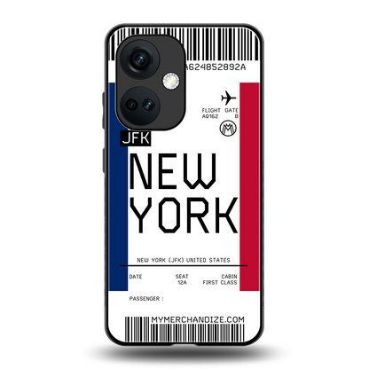 new york boarding pass back phone cover | glass case for oneplus nord ce 3