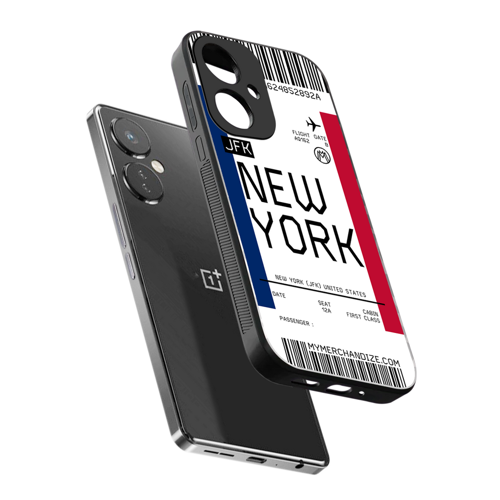 new york boarding pass back phone cover | glass case for oneplus nord ce 3