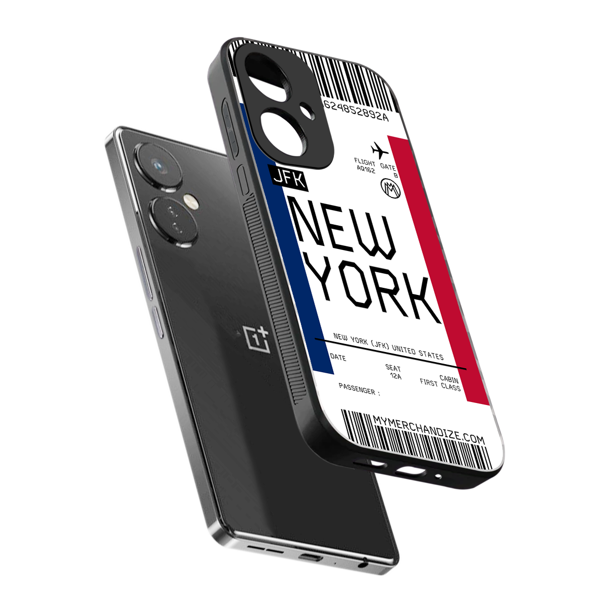 new york boarding pass back phone cover | glass case for oneplus nord ce 3