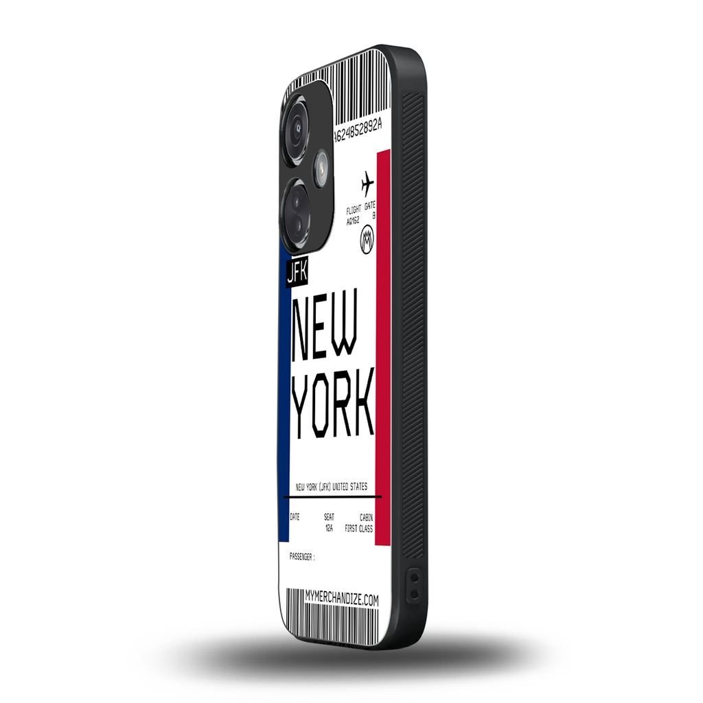 new york boarding pass back phone cover | glass case for oneplus nord ce 3
