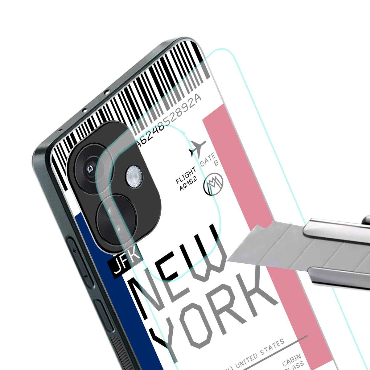 new york boarding pass back phone cover | glass case for oneplus nord ce 3