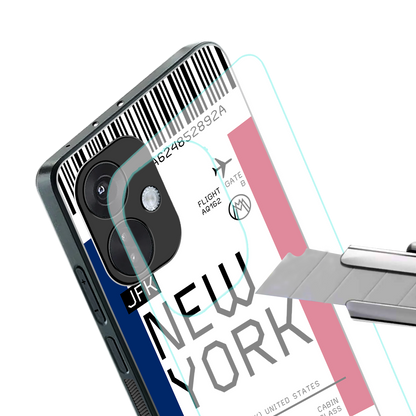 new york boarding pass back phone cover | glass case for oneplus nord ce 3