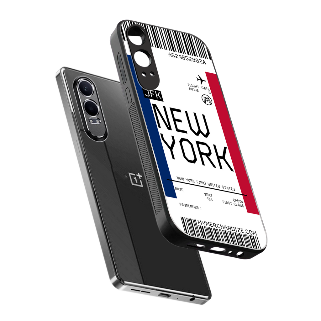 new york boarding pass back phone cover | glass case for oneplus nord ce 4 lite