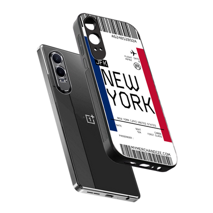 new york boarding pass back phone cover | glass case for oneplus nord ce 4 lite