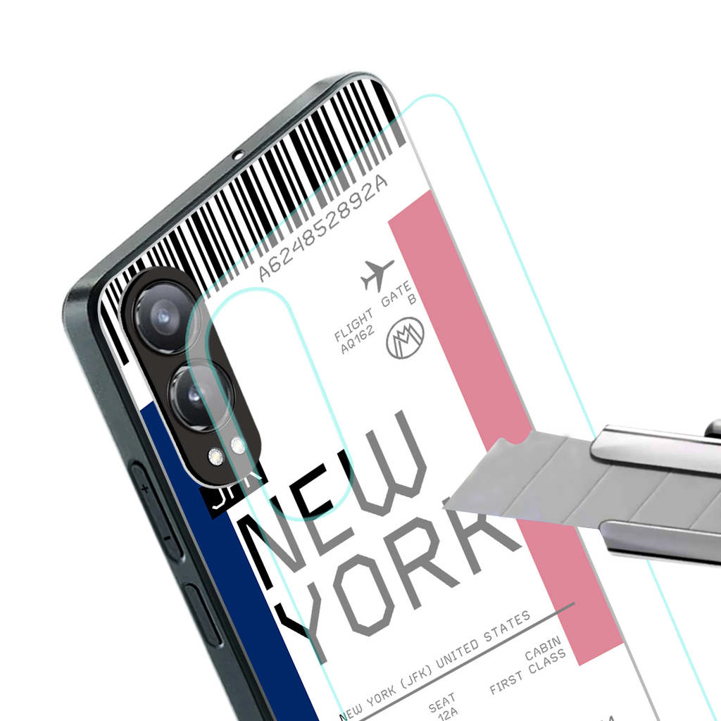 new york boarding pass back phone cover | glass case for oneplus nord ce 4 lite