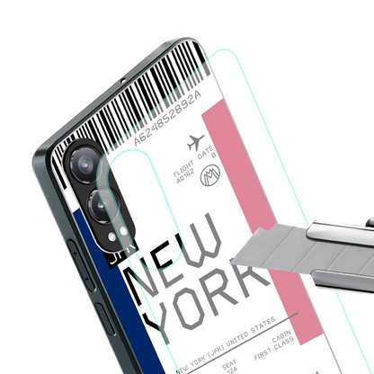 new york boarding pass back phone cover | glass case for oneplus nord ce 4 lite