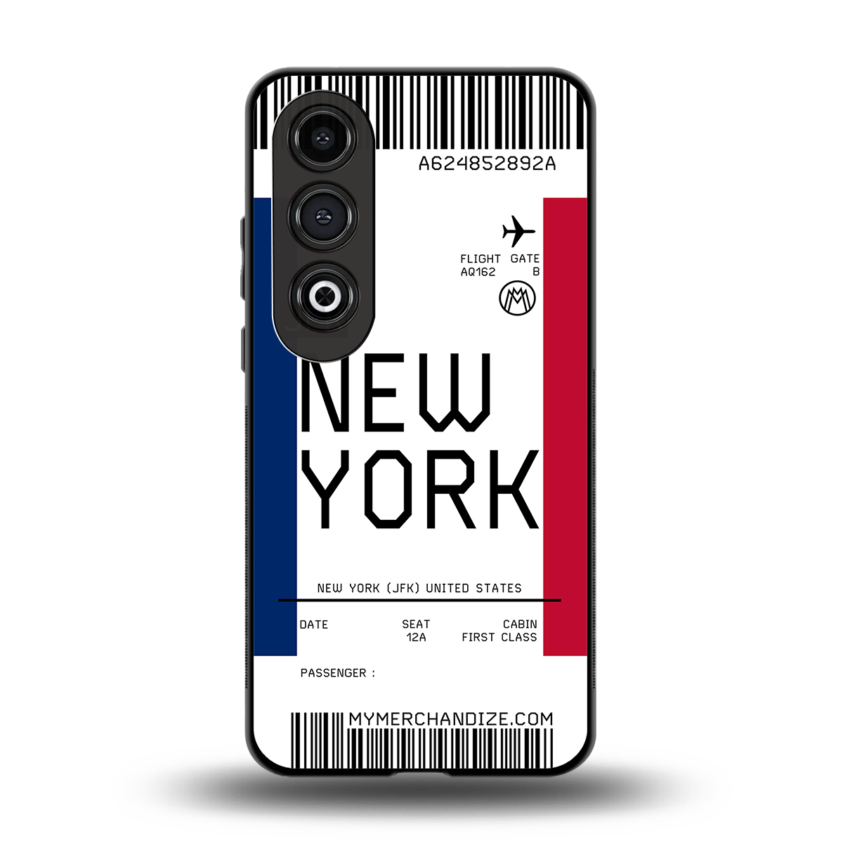 new york boarding pass back phone cover | glass case for oneplus nord ce 4
