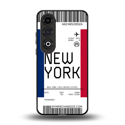 new york boarding pass back phone cover | glass case for oneplus nord ce 4