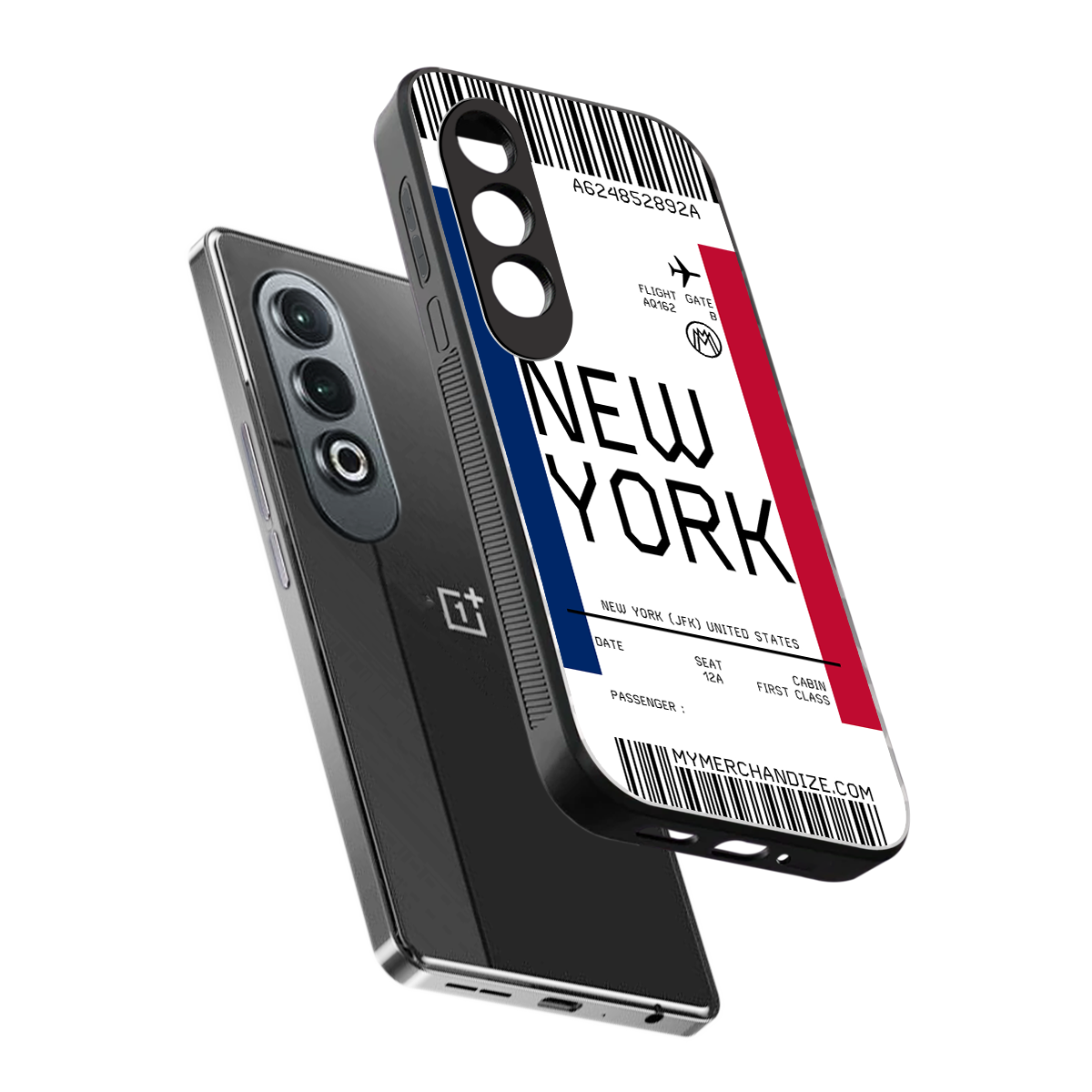 new york boarding pass back phone cover | glass case for oneplus nord ce 4
