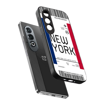 new york boarding pass back phone cover | glass case for oneplus nord ce 4