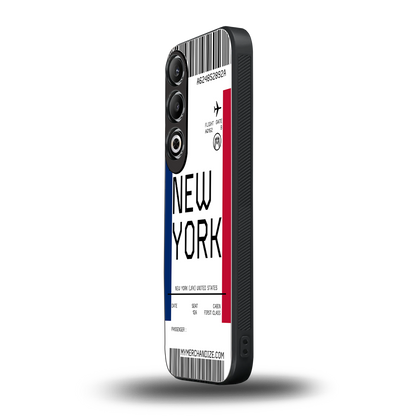 new york boarding pass back phone cover | glass case for oneplus nord ce 4