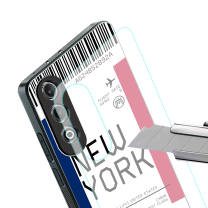 new york boarding pass back phone cover | glass case for oneplus nord ce 4