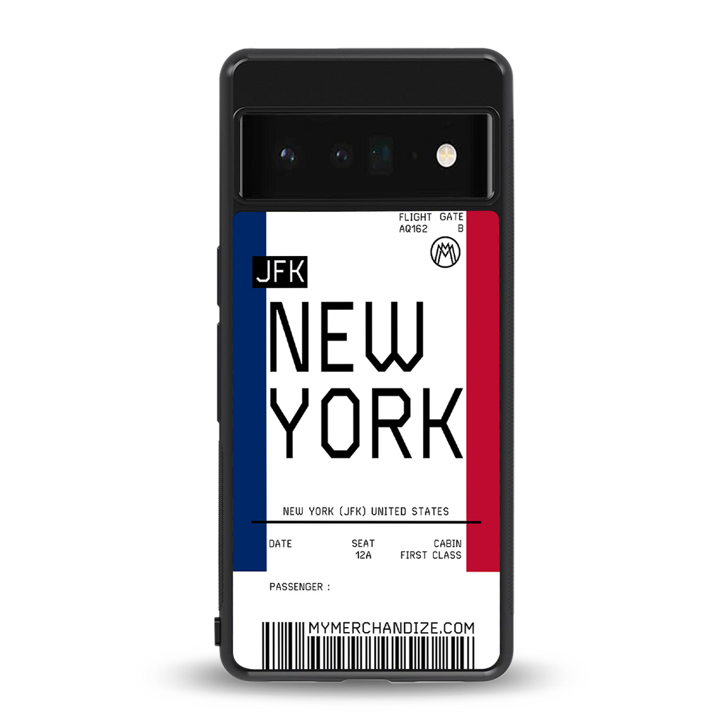 new york boarding pass back phone cover | glass case for google pixel 6 pro
