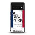 new york boarding pass back phone cover | glass case for google pixel 6 pro
