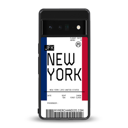 new york boarding pass back phone cover | glass case for google pixel 6 pro