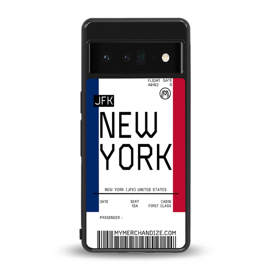 new york boarding pass back phone cover | glass case for google pixel 6 pro