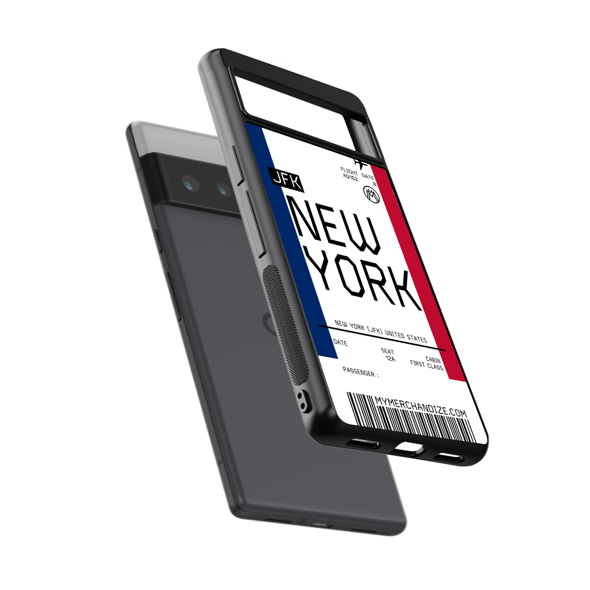 new york boarding pass back phone cover | glass case for google pixel 6 pro