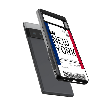 new york boarding pass back phone cover | glass case for google pixel 6 pro
