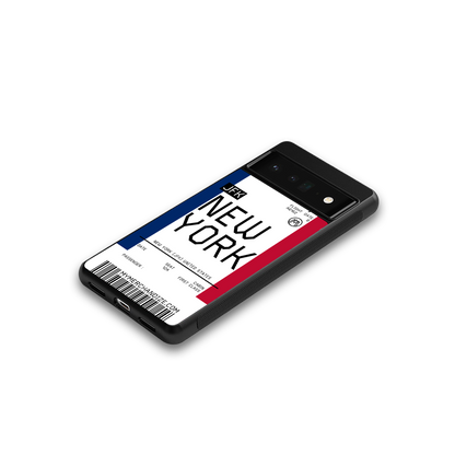new york boarding pass back phone cover | glass case for google pixel 6 pro