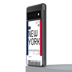 new york boarding pass back phone cover | glass case for google pixel 6 pro