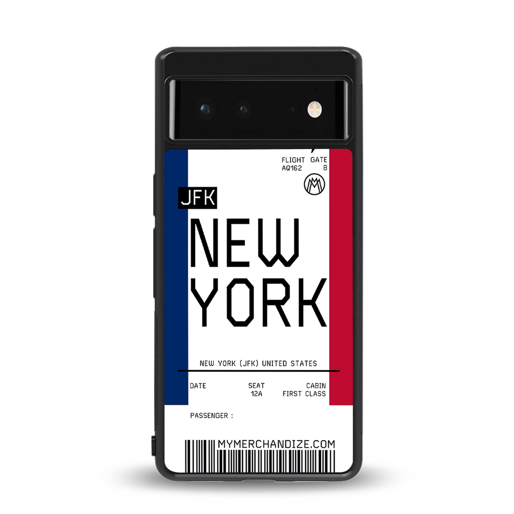 new york boarding pass back phone cover | glass case for google pixel 6
