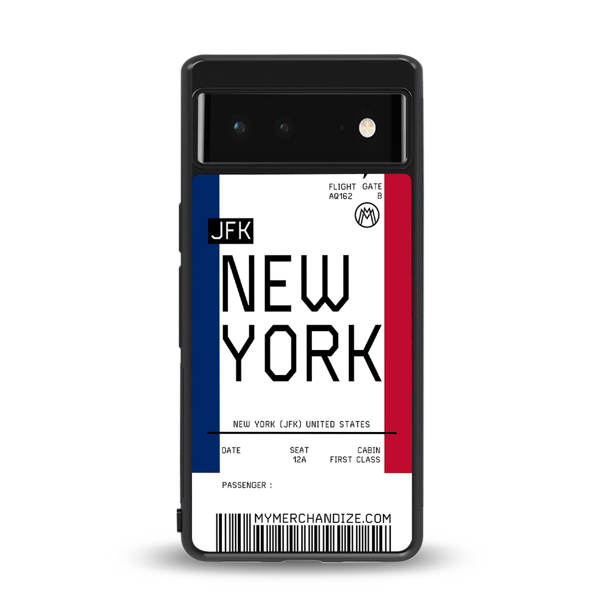 new york boarding pass back phone cover | glass case for google pixel 6