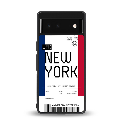 new york boarding pass back phone cover | glass case for google pixel 6